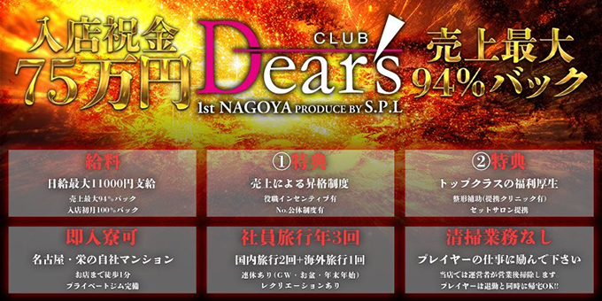 名古屋ホストクラブDear's 1st -名古屋-の求人宣伝。完全プロデュース制度で君を成功に導く